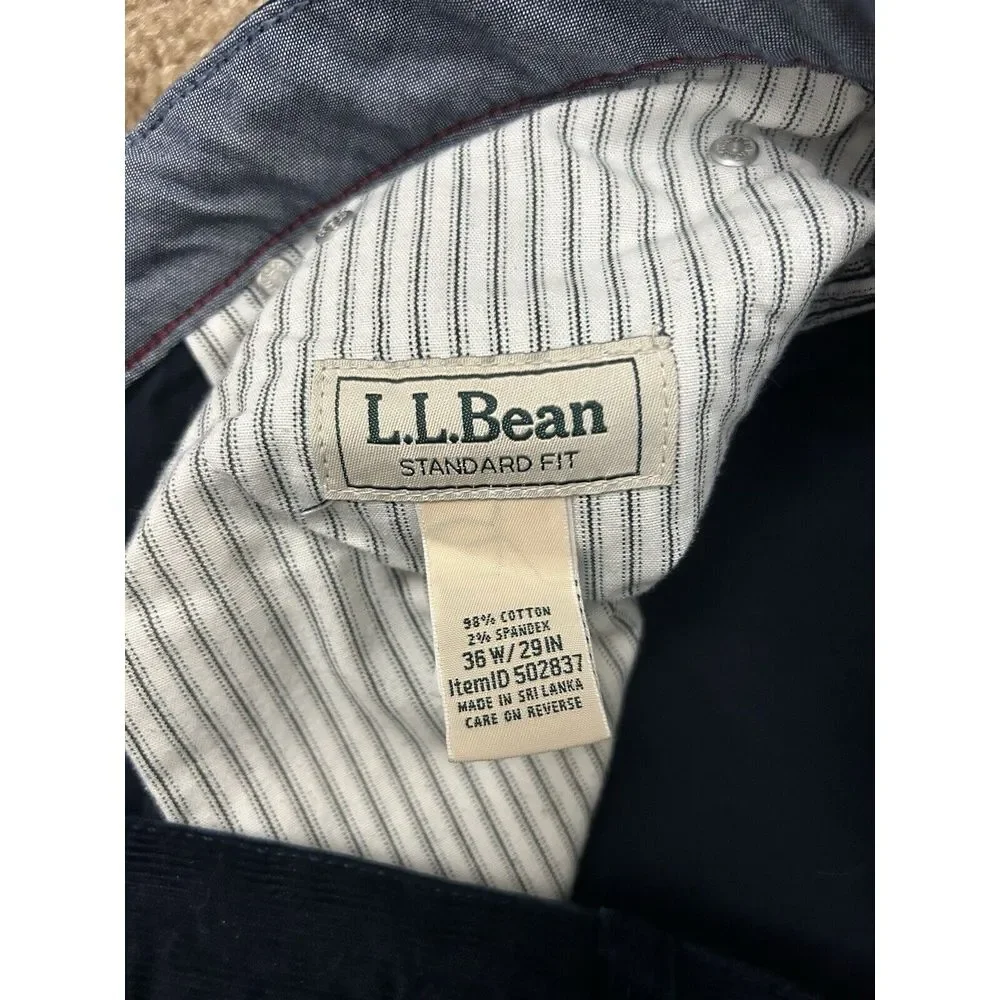 L.L Bean Corduroy Chino‎ Pants Men's Size 36x29 Blue Standard Fit Cotton Casual